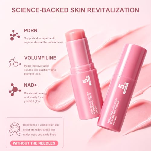 Vult PDRN Pink Collagen Volume Multi Balm, Volufiline Stick 2PCS | Hydrating Multi Wand, Smooth Fine Lines & Wrinkles, Nourishing Collagen Stick for Face, Eye & Lip Care
