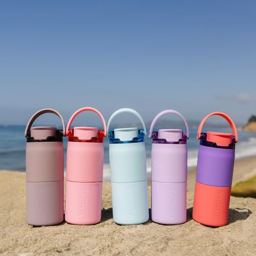 BrüMate Rise 18oz Water Bottle with Covered Silicone Straw | 100% Leakproof Insulated Kids Water Bottle | Cup Holder Friendly Base | 18oz (Neutron)
