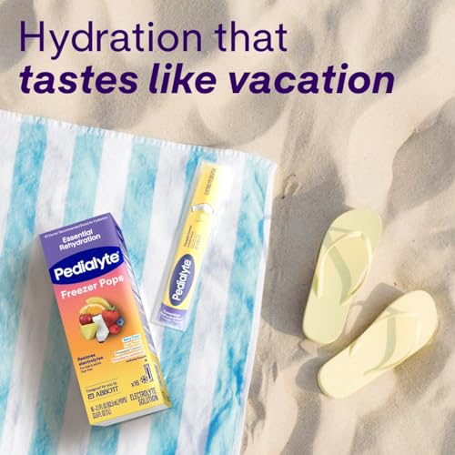 Pedialyte Electrolyte Solution Freezer Pops, Hydration Variety Pack | Electrolyte Pops have 3 Key Electrolytes, Tropical Flavors, Ice Pops for Kids and Adults, No Artificial Colors
