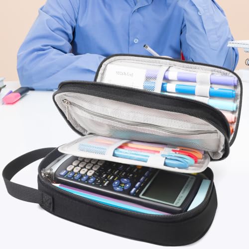 Pencil Case Large, High Capacity Canvas Big Pencil Pouch Organizer Holder | 5 Compartments Pockets Sturdy Zipper, Cute Pencil Case for School Office Student Teen