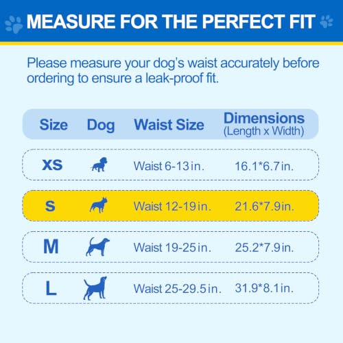 Wowflash 100 Count Dog Belly Bands for Male Dogs, Male Dog Diapers Disposable, Leakproof Dog Wraps with Wetness Indicator, Breathable Quick-Dry, Secure Fit for Doggy Puppy Training, Small