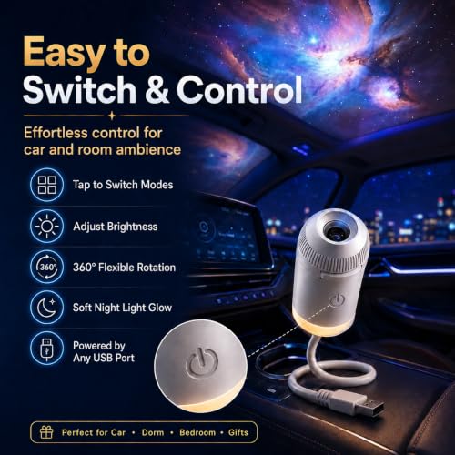 Galaxy Projector Night Light, 2-in-1 Holographic Star 5d Ocean Projector Plug and Play hd Star Smart Ceiling Projectors Lamp 360° Space Starry Sky USB Projection (24 Projection Films)