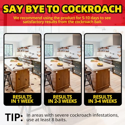 Cockroach Killer Indoor Home - 48 Packs | Roach Elimination Gel Fast-Acting in Kitchen and Home | Kills the Roaches' Nest | Prevents Reinfestation | Safe and Effective