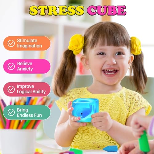 Squishy Fidget Toys Stress Cube - Squeeze Toys Stress Balls for Adults Slow Rising Squishies Glow in The Dark Sugar Sensory Toys for Kids with Autism Stress Relief Fidgets for Classroom Prize Toys