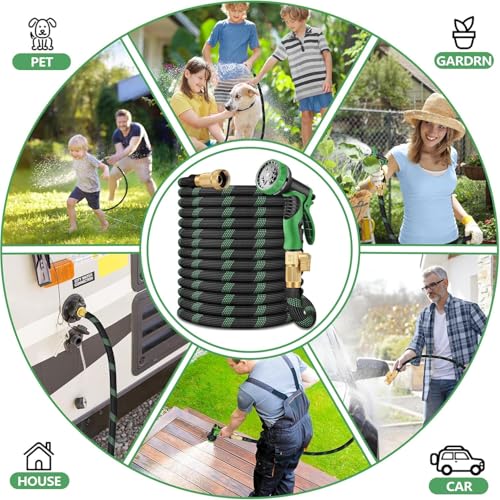 100 FT Non-Expanding Garden Hose, 2026 New Upgrated Non-Expandable Garden Water Hose - Ultra-Light & Flexible Burst-Resistant, Kink-Free Garden Hoses, All-Weather Use for Lawns, Gardens,Outdoor