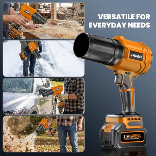Cordless Leaf Blower with 2 Batteries & Charger - 990,000 RPM Electric Handheld Blower, Lightweight for Lawn, Yard, Patio, Garden Care Orange
