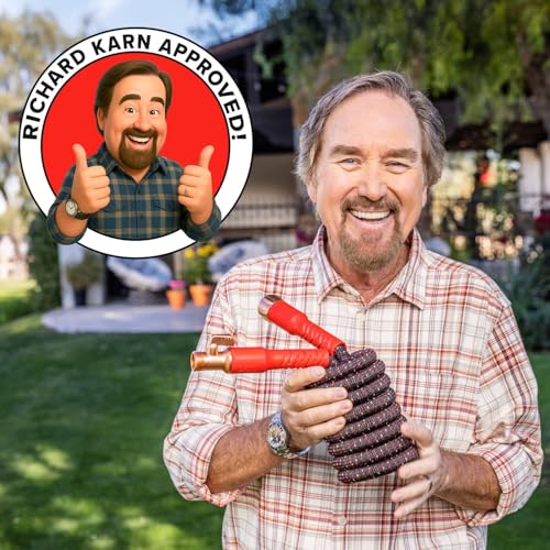 Pocket Hose Ballistic 50 FT Expandable Garden Hose, No-Kink, As Seen on TV | Anti-burst sleeve reinforced with bulletproof fiber, 360° swiveling pocket pivot connector, lightweight compact design