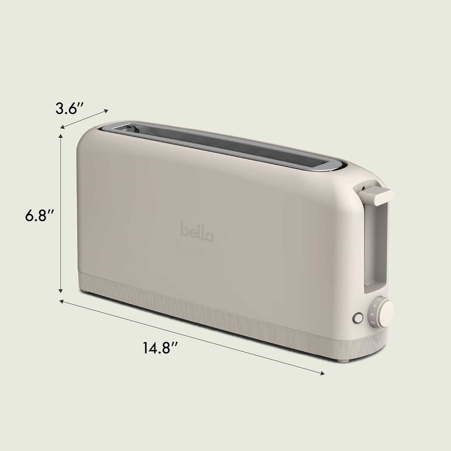bella 2 Slice Slim Toaster, Fits-anywhere‰ã¢ Kitchenware, 6 Setting Shade Control with Reheat & Cancel Buttons, Fits sourdough, 10‰ Long Slot, Anti Jam & Auto Shutoff, 900 Watt, Oatmilk
