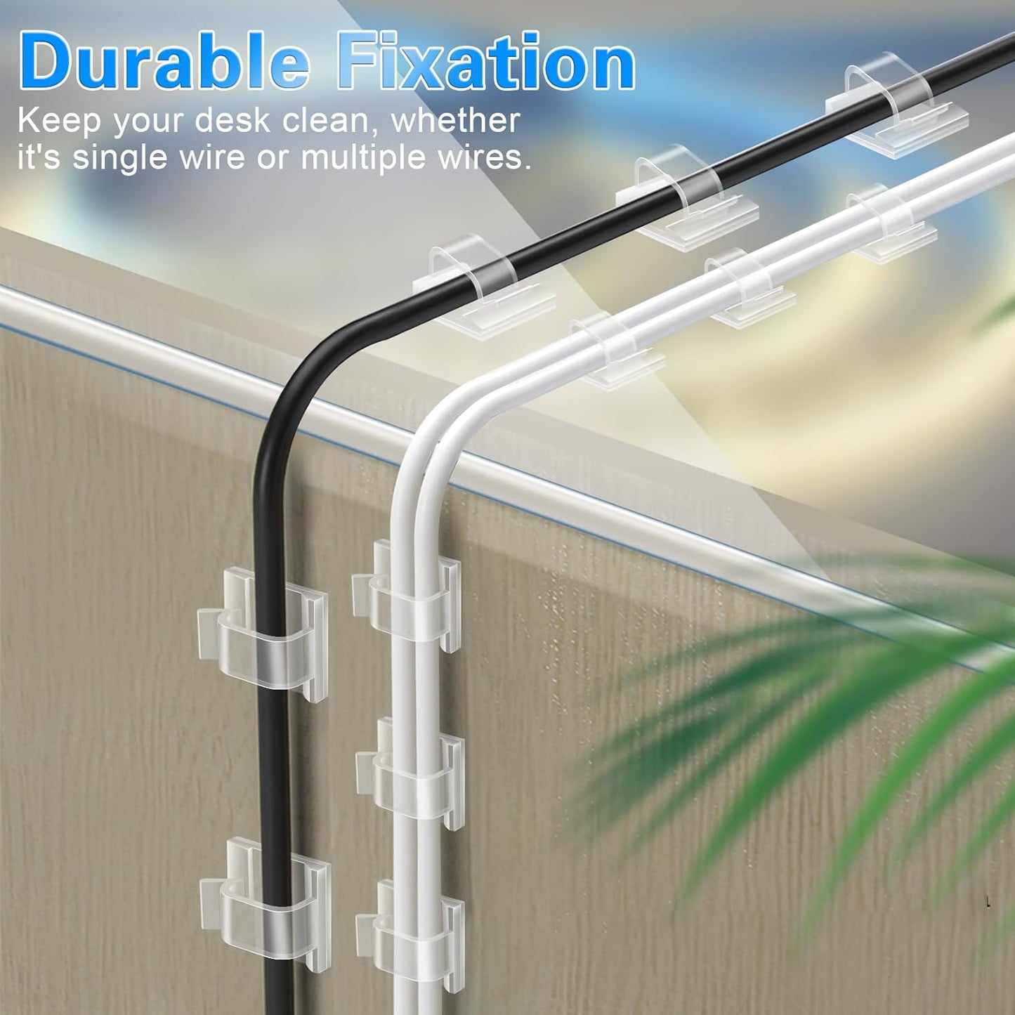60 PCS XHF 5/8‰ Adhesive Cable Wire Clips Clear, Outdoor Christmas Light Clips, Cable Staples Cable Management Wire Organizer Cord Holder for Under Desk, Car, Wall, TV PC Ethernet Cable