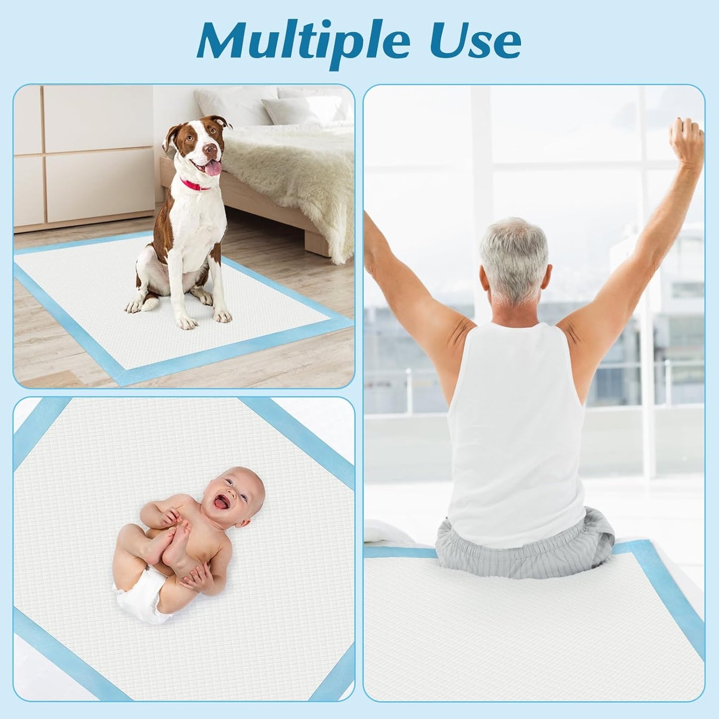 Wowflash Super Absorbency Disposable Leakproof Underpads with Quick Drying for Baby, Adults, Puppy, Dog Bed Pee Pads, Extra Large, XXL Incontinence Pads, 30‰ x 36‰, 50 Count