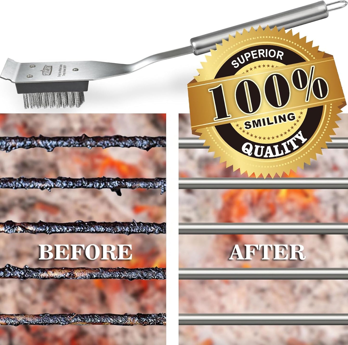 GRILLART Grill Brush and Scraper, Wire BBQ Grill Brush for Outdoor Grill, 16.5‰ Grill Cleaning Brush BBQ Grill Accessories, Safe Grill Cleaner Brush-Ideal Gift for Men/Dad BBQ Brush for Grill Cleaning