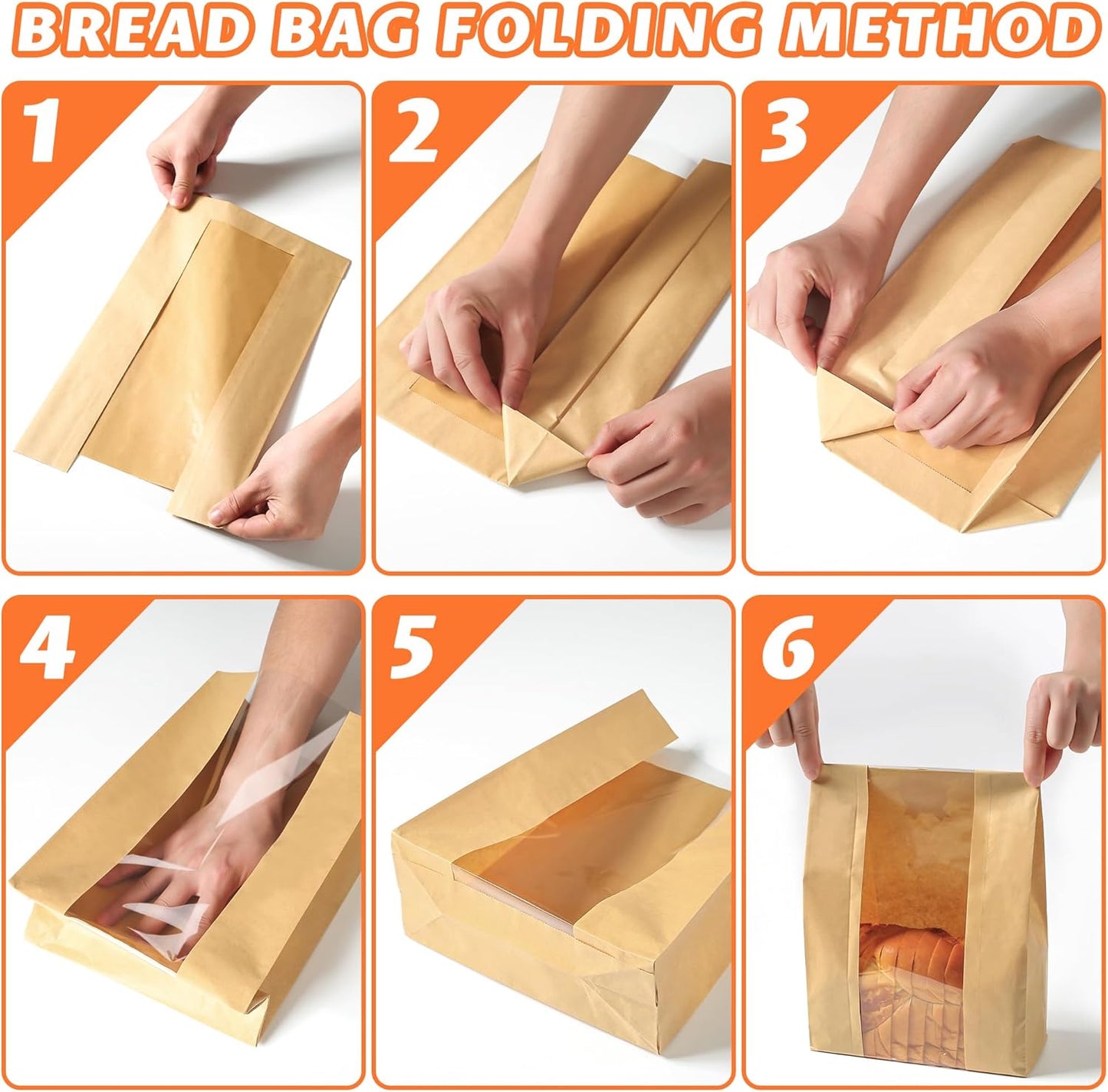50 Pcs Bread Bags for Homemade Bread, Sourdough Paper With Window, 50% Thicker 13.7x8.2x3.7in A Large Bakery Bags Used for Storage Cookies & Snacks, 60 Cute Sealing Stickers With Ties