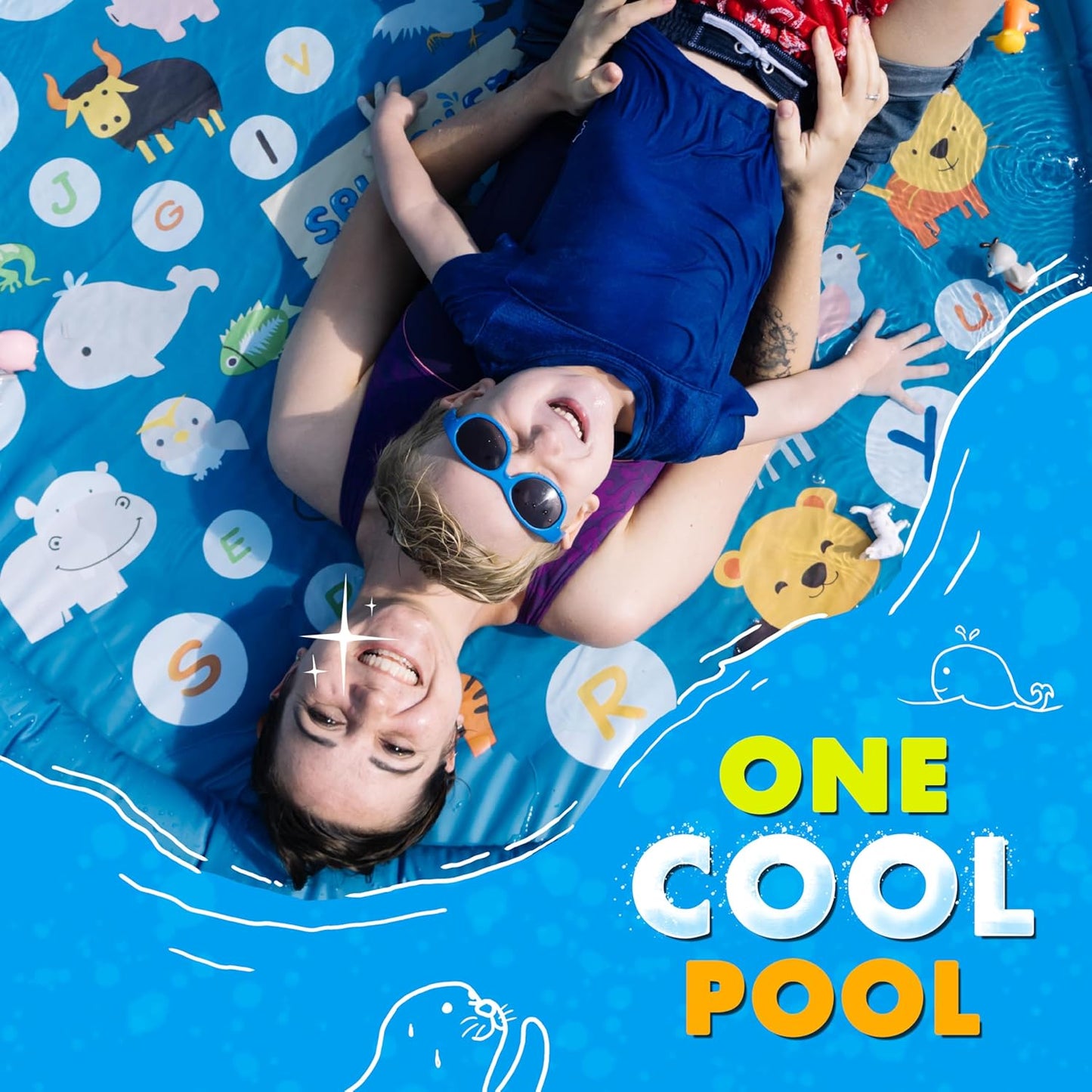 SplashEZ 3-in-1 Splash Pad, Sprinkler for Kids & Baby Pool for Learning ‰ÛÒ Toddler Sprinkler Pool, 60‰۪‰۪ Outside Water Toys ‰ÛÒ ‰ÛÏfrom A to Z‰ Outdoor Play Mat for Babies & Toddlers