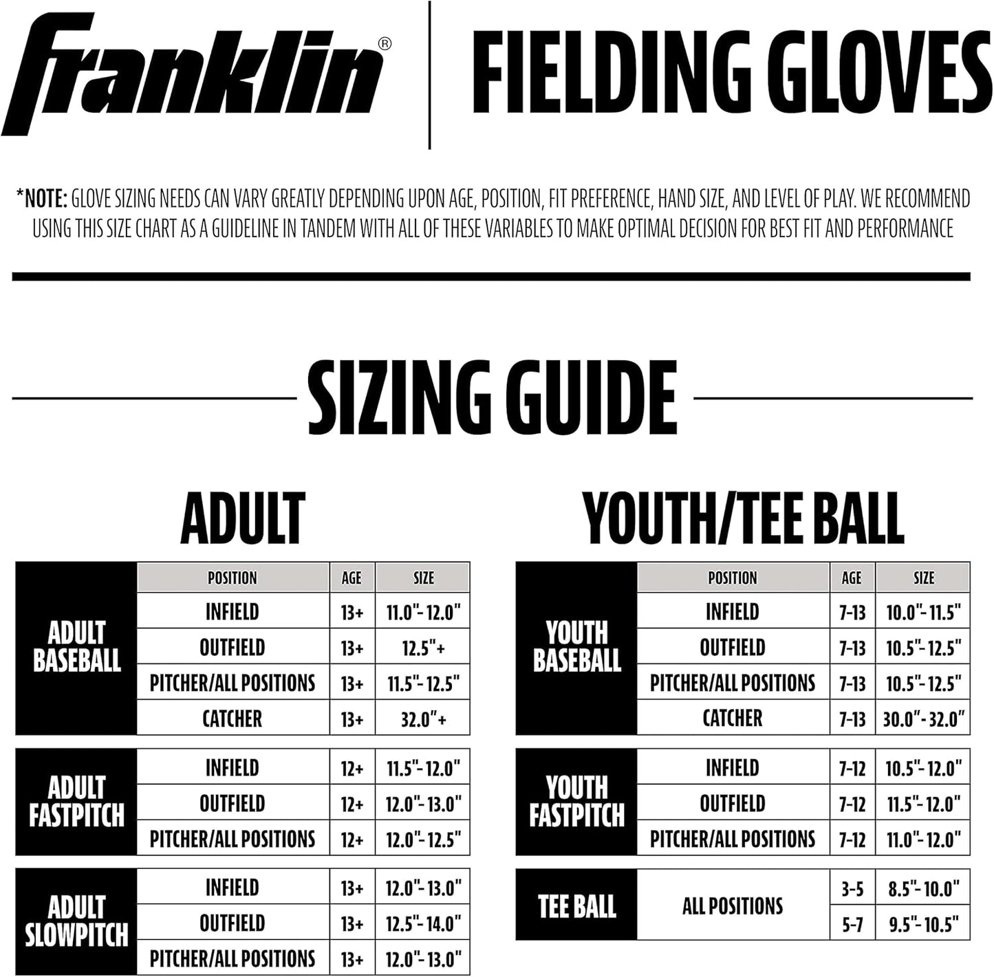 Franklin Sports Field Master Baseball + Softball Glove - Field Master Adult + Youth Baseball + Softball Mitt - Men's + Women's Gloves - Right Hand Throw