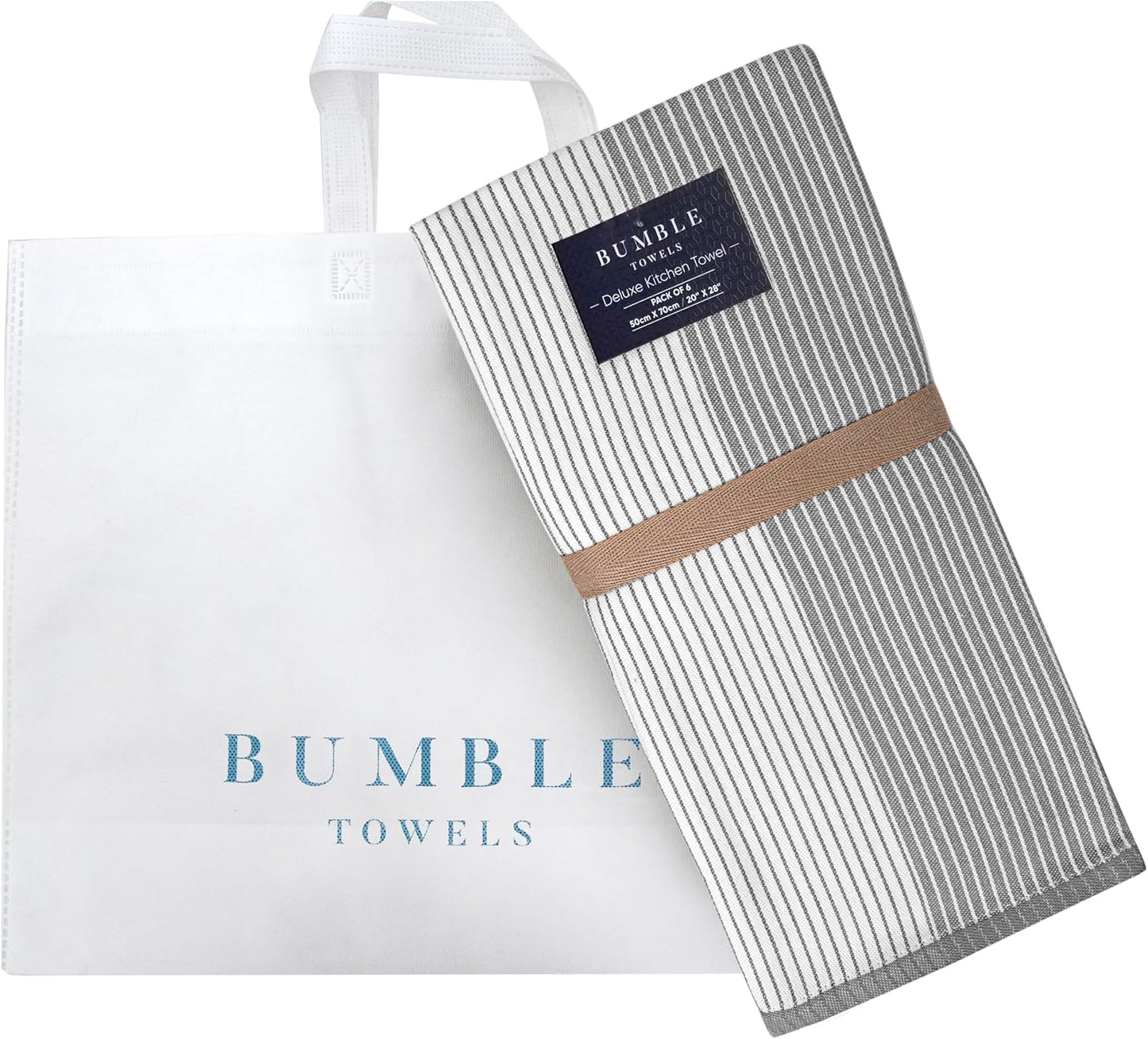 Premium Kitchen Towels (20‰x 28‰, 6 Pack) | Large Cotton Dish Towels | Flat & Terry Highly Absorbent Kitchen Linen Set with Hanging Loop | Gray