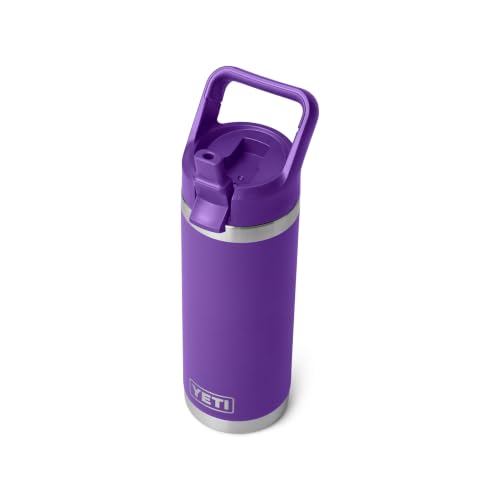 YETI Rambler 18 oz Bottle, Vacuum Insulated, Stainless Steel with Color Matching Straw Cap, Pace Purple