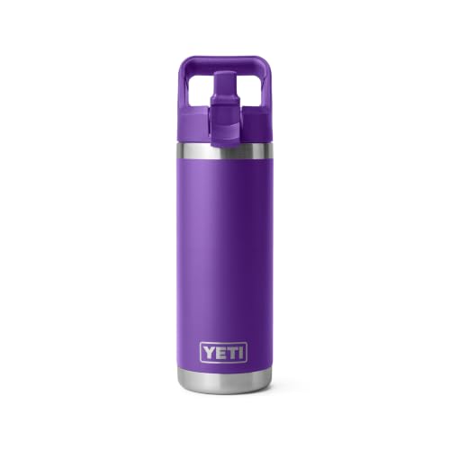 YETI Rambler 18 oz Bottle, Vacuum Insulated, Stainless Steel with Color Matching Straw Cap, Pace Purple