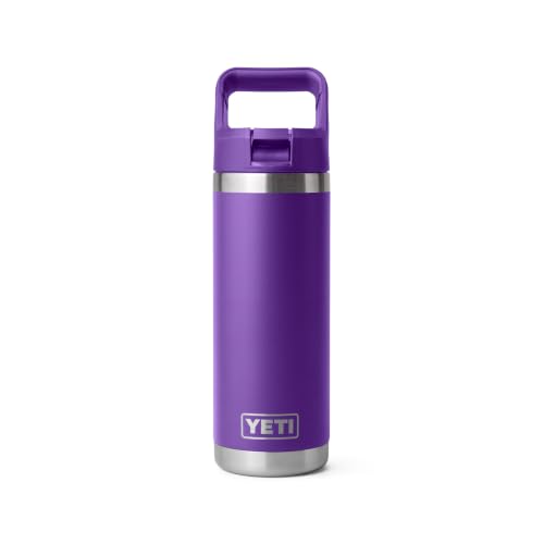 YETI Rambler 18 oz Bottle, Vacuum Insulated, Stainless Steel with Color Matching Straw Cap, Pace Purple