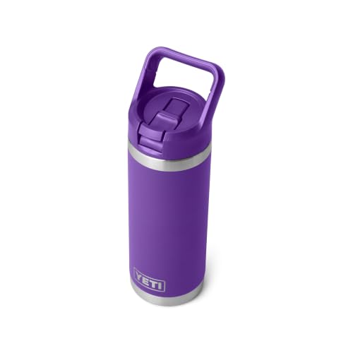 YETI Rambler 18 oz Bottle, Vacuum Insulated, Stainless Steel with Color Matching Straw Cap, Pace Purple