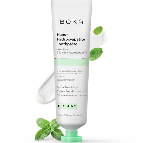 Boka Toothpaste - Fluoride Free Toothpaste, Nano Hydroxyapatite Toothpaste | Appropriate for Sensitive Teeth - Adult Oral Care - Ela Mint - 4 Oz, 1PK