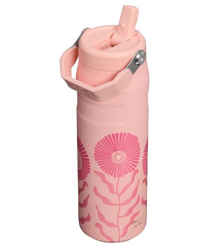 STANLEY IceFlow Flip Straw 2.0 Bottle, 24 oz, Sorbet Garden | Easy Carry Handle | Twist On Lid and Flip Up Straw | Lightweight Water Bottle | Insulated Stainless Steel | BPA-Free