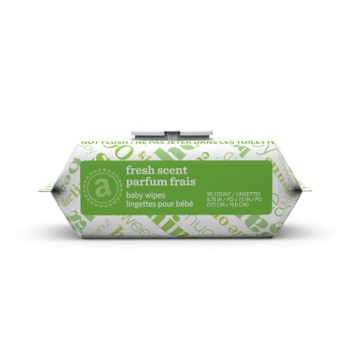 Amazon Elements Baby Wipes, Fresh Scent, Flip-Top Packs, Alcohol-Free, With Cucumber and Aloe, 270 Count, 3 Packs of 90