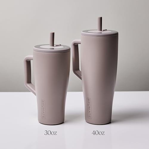 BrüMate Era 30 oz Tumbler with Handle & Straw | 100% Leakproof Insulated Water Bottle Tumbler with Lid & Flexible SoftSip Straw | Made of Stainless Steel | Cup Holder Friendly | 30oz (Polka Pearl)