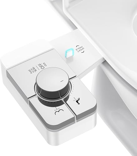 Upgrade Bidet Attachment for Toilet Seat, Adjustable Angle Dual Nozzle, Self-Cleaning, Non-Electric Bidet Attachment for Rear & Feminine Wash, Controllable Fresh Cold Water Pressure