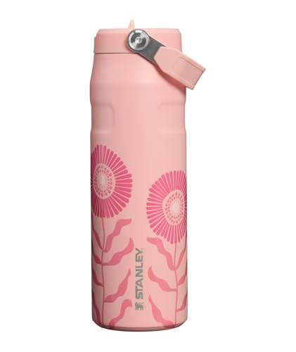 STANLEY IceFlow Flip Straw 2.0 Bottle, 24 oz, Sorbet Garden | Easy Carry Handle | Twist On Lid and Flip Up Straw | Lightweight Water Bottle | Insulated Stainless Steel | BPA-Free