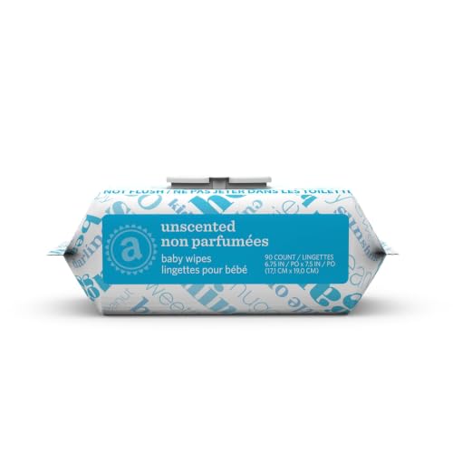 Amazon Elements Baby Wipes, Unscented, Hypoallergenic, Alcohol-Free, With Aloe and Vitamin E, 270 Count, Flip-Top Packs