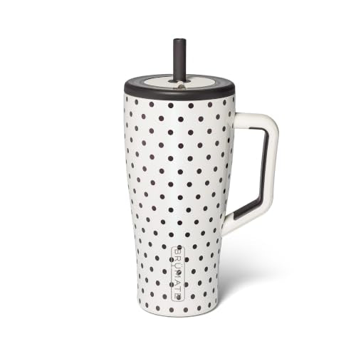 BrüMate Era 30 oz Tumbler with Handle & Straw | 100% Leakproof Insulated Water Bottle Tumbler with Lid & Flexible SoftSip Straw | Made of Stainless Steel | Cup Holder Friendly | 30oz (Polka Pearl)
