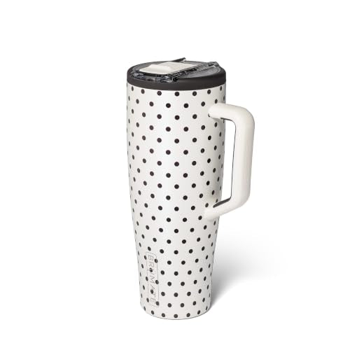 BrüMate Era Flip 40oz Tumbler with 100% Leakproof Covered Straw Lid | Hygienic Covered Straw | Insulated Stainless Steel Water Bottle with Handle | Cup Holder Friendly | BPA-Free (Polka Pearl)