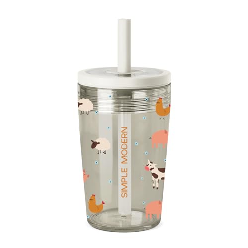 Simple Modern Toddler Tumbler with Straw | 12oz Cute Kids Cup, Farm Animals | Junior Tumbler Kids Water Bottle & Spill Proof Sippy Cup for Girls, Boys | See-Through Lid, Toddler Cup | Farm Animals
