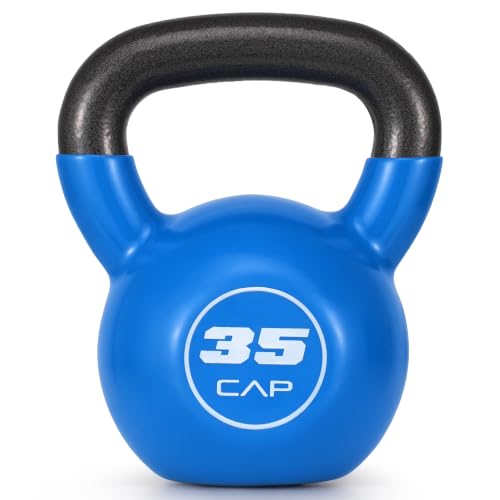CAP Vinyl Coated Cast Iron Kettlebell, 10-50 LB Home Gym Weight