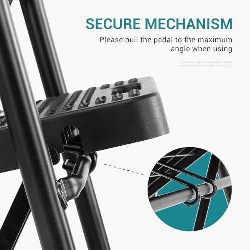 OLIXIS 3 Step Ladder, 800lbs Foldable Step Stool with Anti-Slip Pedal