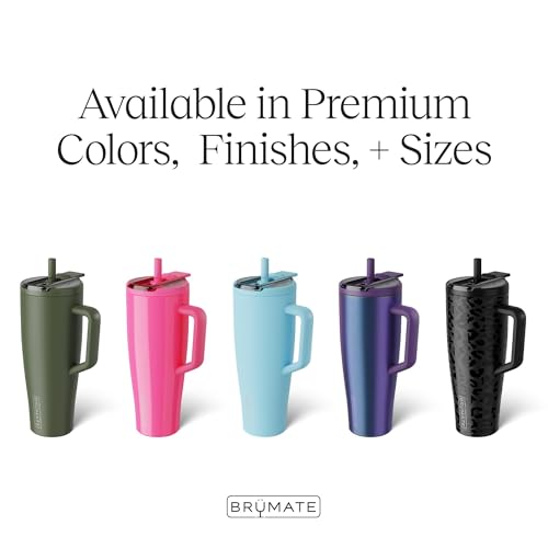 BrüMate Era Flip 40oz Tumbler with 100% Leakproof Covered Straw Lid | Hygienic Covered Straw | Insulated Stainless Steel Water Bottle with Handle | Cup Holder Friendly | BPA-Free (Polka Pearl)