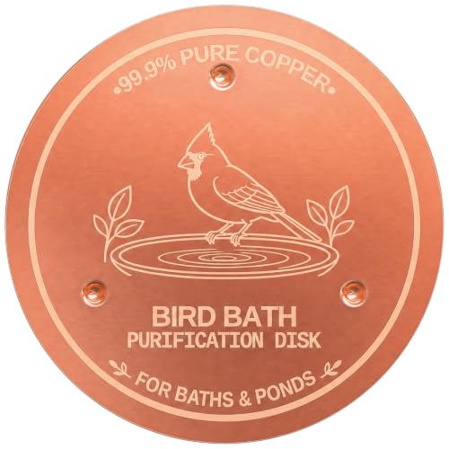 Copper Disc for Bird Bath, 99.9% Pure Copper (Cardinal) | Triple Point Support, Fits Bird Baths & Bowls, Reduces Mineral Buildup, Gift for Bird Lovers, Outdoor Garden Use