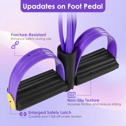 Pedal Resistance Band with Handle， Foot Pedal Resistance Band for Women，Multifunction Exercise Bands for Home Gym Full Body Workout