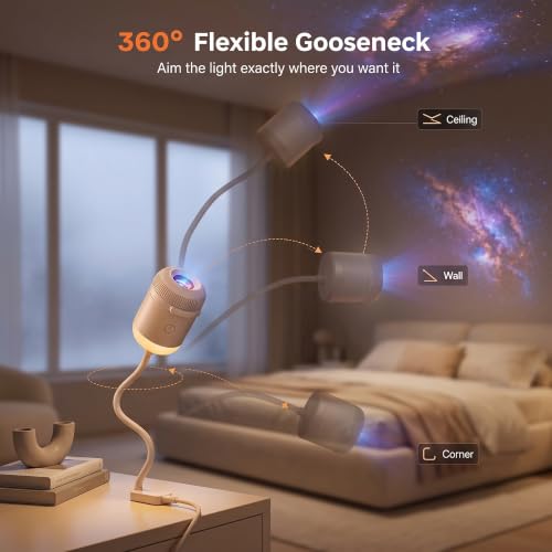 2-in-1 Galaxy Projector Night Light,USB Star Projector with Adjustable Brightness, Mini LED Projection Lamp for Bedroom Ceiling Wall Room Decor (24 Projection Films)