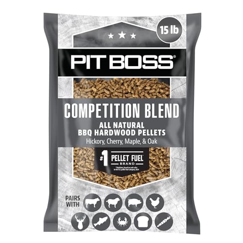 Pit Boss 100% All Natural BBQ Hardwood Pellets for Cooking, Grilling, and Smoking | 15 lbs. Wood Pellets for Pellet Grills and BBQ Smokers | Competition Blend
