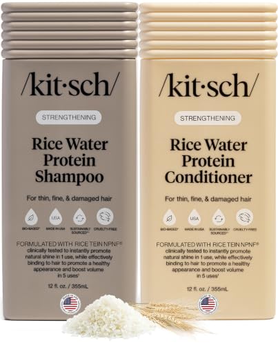 Kitsch Rice Water Shampoo and Conditioner Set for Hair Growth – Made in USA | Adds Volume & Shine, Strengthening Hair Care Combo for Thin, Fine & Damaged Hair – Shampoo and Conditioner for Women and Men