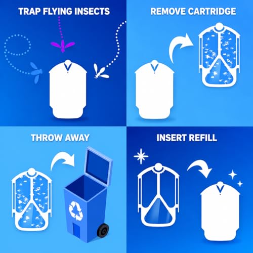 24 Pack Refill Cartridge Kit Compatible with Plug-in Light M364 and Max, Flying Insect Trap Refills Replacements for House & Fruit Flies, Easy to Use