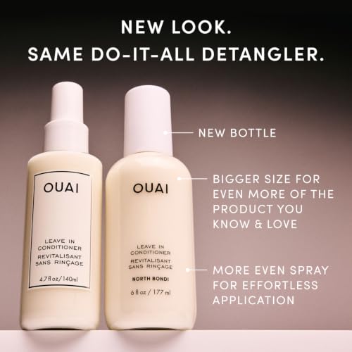 OUAI Multitasking Leave In Conditioner - St. Barts Scent - Travel Size | Heat Protectant Spray up to 450°F, Lightweight, Hydrating Detangler & Anti-Frizz Primer for Curly, Fine & Color-Treated Hair