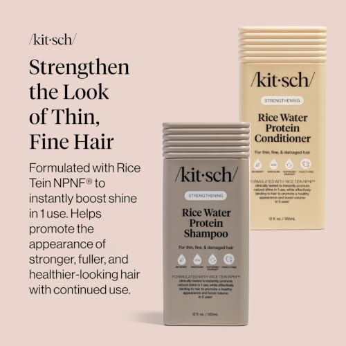 Kitsch Rice Water Shampoo and Conditioner Set for Hair Growth – Made in USA | Adds Volume & Shine, Strengthening Hair Care Combo for Thin, Fine & Damaged Hair – Shampoo and Conditioner for Women and Men