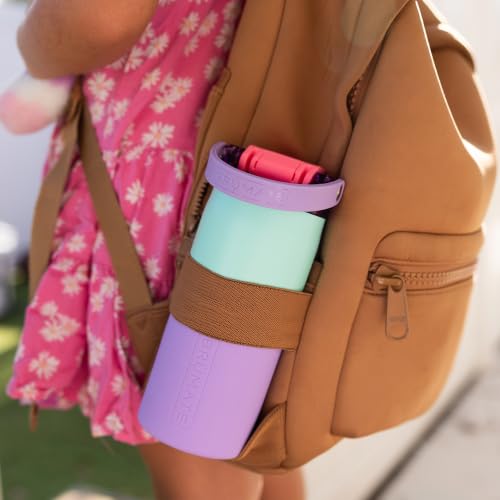 BrüMate Rise 18oz Water Bottle with Covered Silicone Straw | 100% Leakproof Insulated Kids Water Bottle | Cup Holder Friendly Base | 18oz (Neutron)