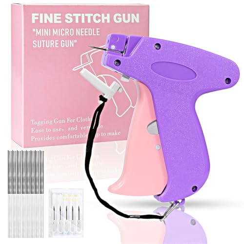 Stitch Gun for Clothes， Handheld Stitch Gun Quick Clothing Fixer，Sewing Kit Includes 1,000 Black Fasteners & 1,000 White Fasteners & 6 Needles (Purple)