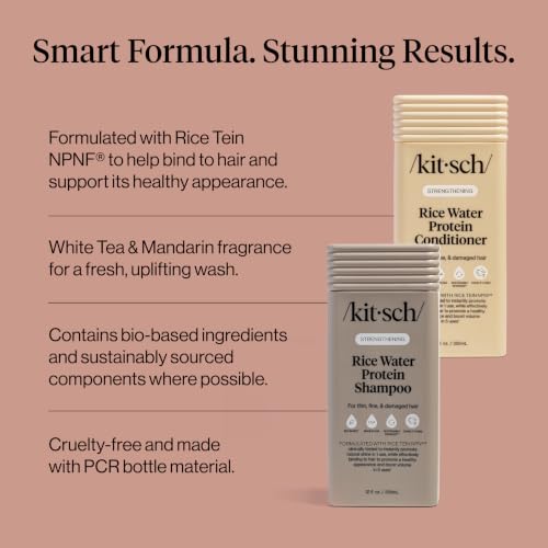 Kitsch Rice Water Shampoo and Conditioner Set for Hair Growth – Made in USA | Adds Volume & Shine, Strengthening Hair Care Combo for Thin, Fine & Damaged Hair – Shampoo and Conditioner for Women and Men