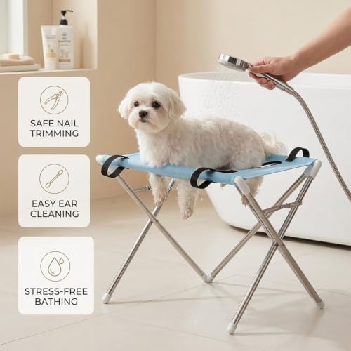 Pet Bathing Hammock for Dogs, Foldable Pet Grooming Table | Pet Washing Station, Ear Cleaning, Bathing Use, Foldable Design, Secure Strap
