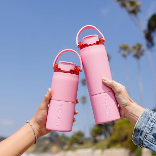 BrüMate Rise 18oz Water Bottle with Covered Silicone Straw | 100% Leakproof Insulated Kids Water Bottle | Cup Holder Friendly Base | 18oz (Neutron)