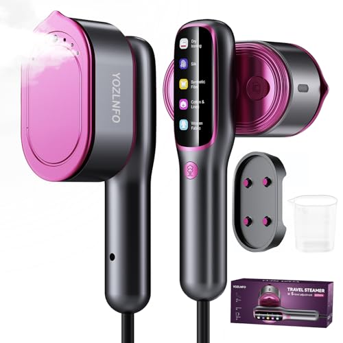 Travel Steamer for Clothes 1200W: 5-Mode Handheld Iron & Steam 15s Heat-Up, 90° Rotatable, 7-Hole Ceramic Soleplate, No-Drip Steam, 110ml Tank, 110V Deep Purple&Grey
